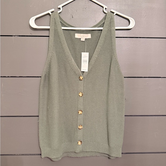 LOFT Tops - LOFT Sage Green Button-Front Tank Top